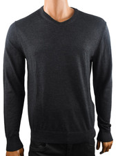 Calvin Klein Mens Wool Sweater New M Gray Pullover Long Sleeves V-Neck Solid
