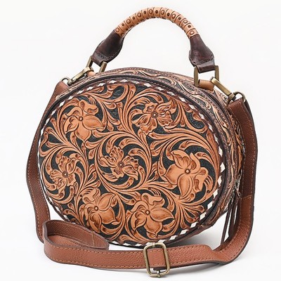 AD American Darling Handcrafted Hand Tooled Leather Western Canteen Bag