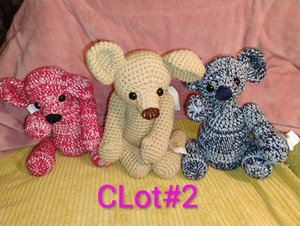 crochet teddy bear and ninja turtle with weapons