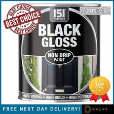 151 BLACK GLOSS NON-DRIP PAINT 300ML FAST DRYING INDOOR OUTDOOR HIGH PERFORMANCE