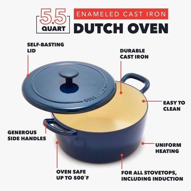 Bobby Flay 5.5qt Cast Enamel Dutch Oven Oxford Blue