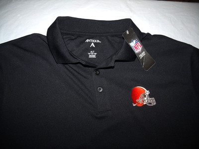 Cleveland Browns Black Polo Shirt Antigua Mens XLT NEW with NFL Team Apparel Tag