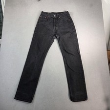 Vintage Levis 501 Jeans Womens Black High Rise Straight Made USA 90s Fits 26x30