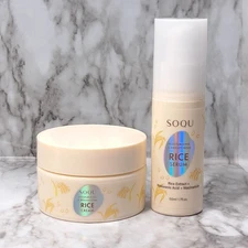 Bundle 2pc New Korean SOQU Moisturizing Brightening Rice Serum + Cream K-Beauty