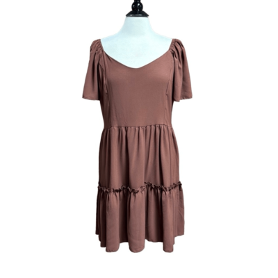 brown flutter sleeve dress Wishlist Flutter Sleeve Tiered Maxi Dress sienna / small main image 1