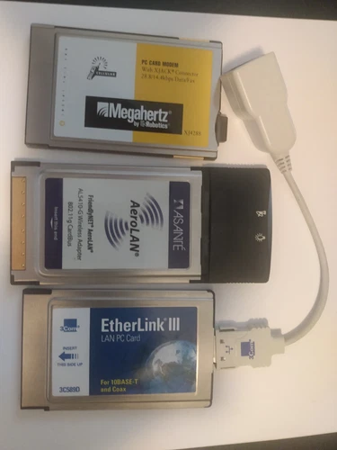 Vintage Assorted PCMCIA Cards  - Network LAN, Fax Modem, Wireless 802b/g