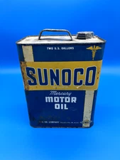 Vintage  SUNOCO MERCURY MOTOR OIL Can - 2 Gallon - Automotive-Gas Station 