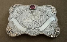 Rare Vintage Unbranded Sterling Silver & Gold Western Rodeo Bareback Belt Buckle