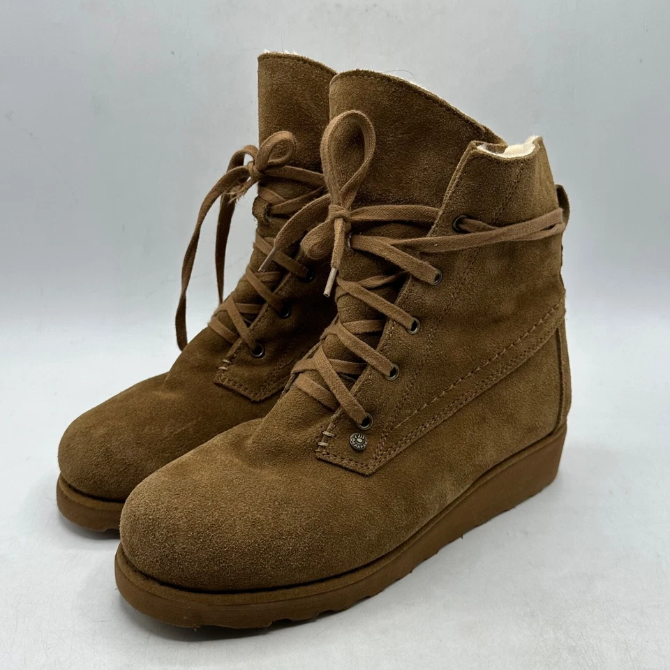 Bearpaw Boot Womens Suede Sheepskin Brown Hiking Winter Lace Up Size 9 Boots - Image 2 of 4