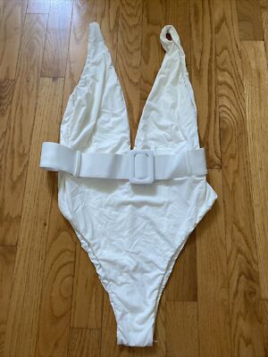 MESHKI AUSTRALIA Belted Catena ONE PIECE Deep V Swim Suit XL Off
