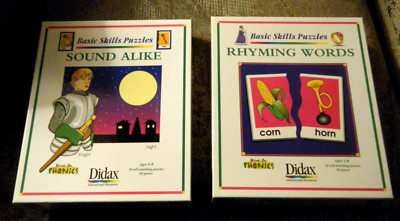 Didax Sound Alike & Rhyming Words, Basic Skills Puzzles, 2 Sets, Near Mint