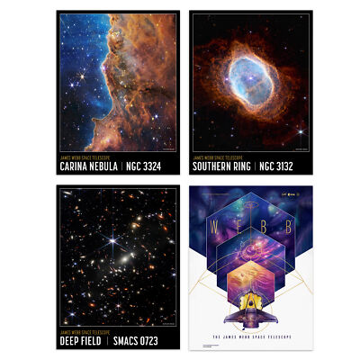 NASA James Webb Weltraumteleskop Carinanebel Südlicher Ring Poster 4er Pack A4