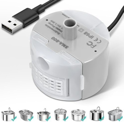 Ultra-Quiet Pump for Cat Fountains - SMA-800 Motor, USB - B.Replacement Pump