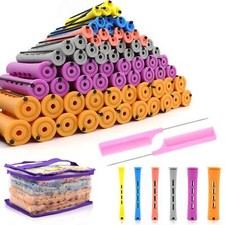 120Pcs Hair Perm Rods Set 6 Sizes Plastic Hair Cold Wave Rods Heatless Permin...