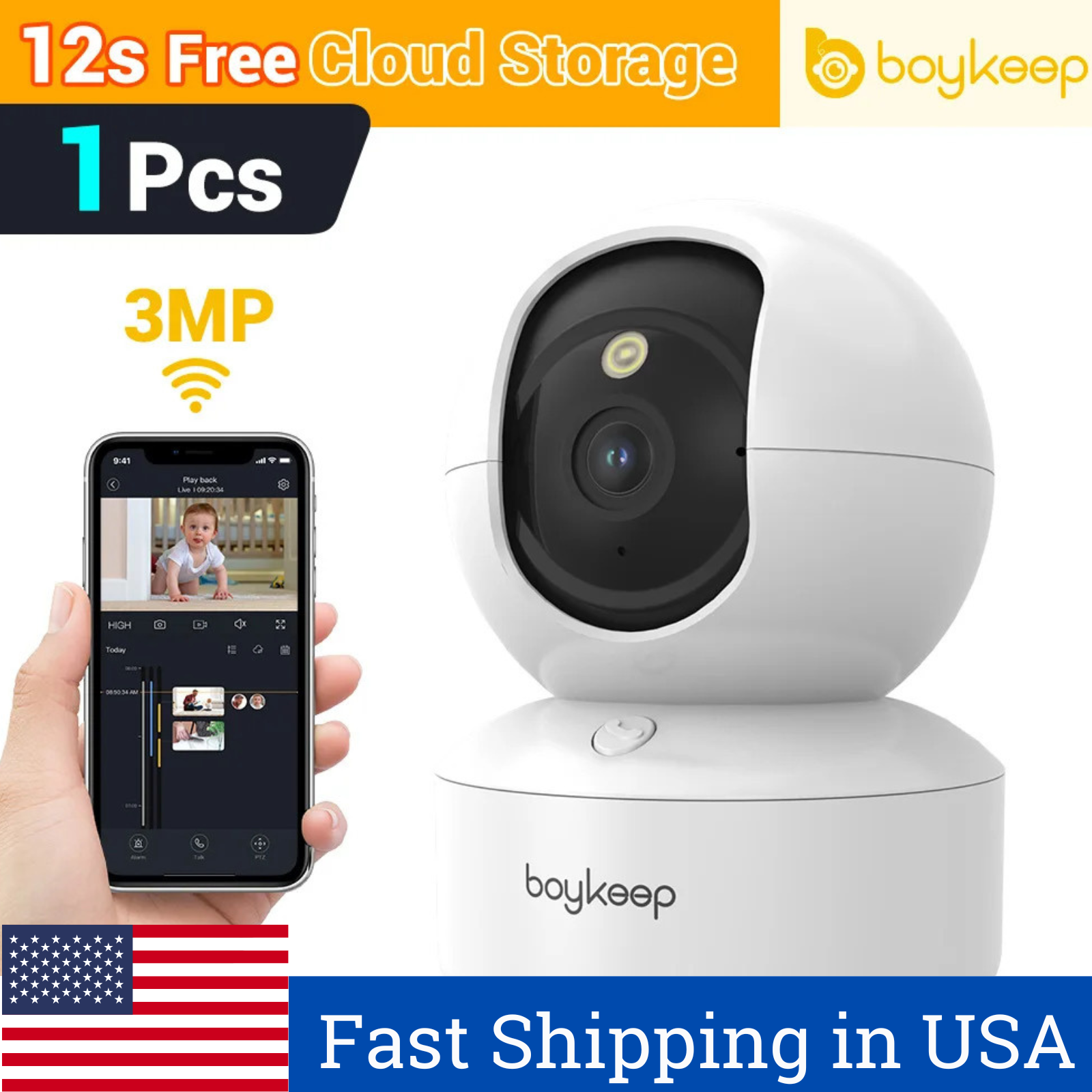 Baby Monitor Camera with Video Audio Indoor Video Baby Monitor Wifi Surveillance-image