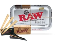 RAW SILVER BUNDLE KIT - ROLLING TRAY+30 KING SIZE CONES+LOADER