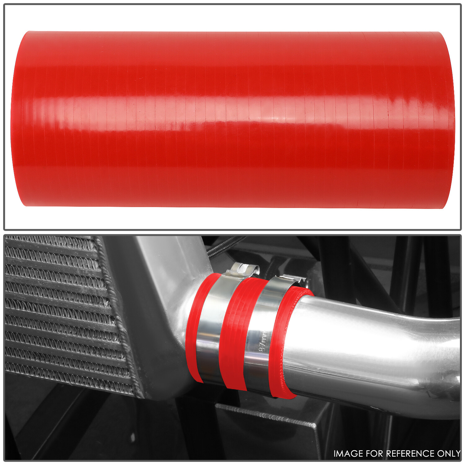 4PLY 3" ID 8" LONG TURBO/AIR INTAKE/INTERCOOLER PIPING RED SILICONE