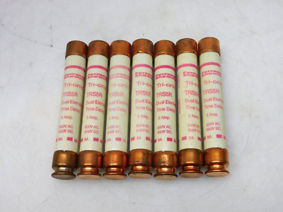 LOT OF 7 FERRAZ SHAWMUT TRS5R TRI-ONIC DUAL ELEMENT TIME DELAY 5A 600VAC