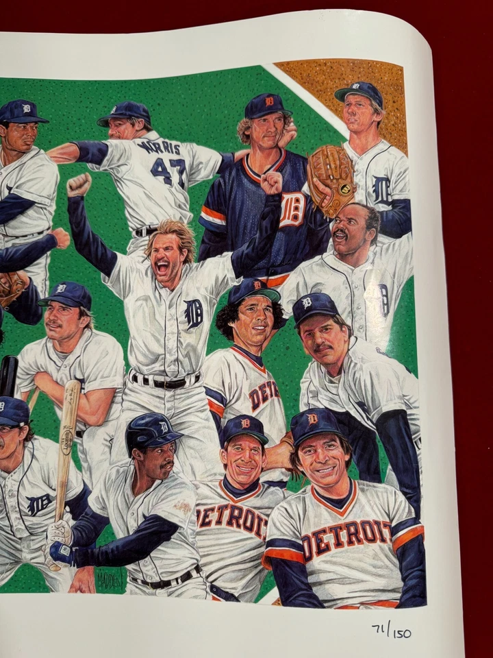 Campeonato Mundial de los Tigres de Detroit 1984 Paul Madden 71/150 firmado 18"x36" impresión Foto 2 de 4