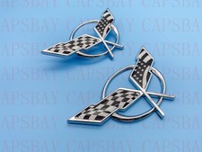 1997 - 2004 Corvette C5 Front Nose Emblem And Rear Deck Lid Emblem Chrome Flag 1997 - 2004 Corvette C5 Front Nose Emblem And Rear Deck Lid Emblem Chrome Flag