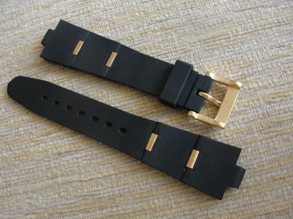 Correa de reloj de goma negra con eslabones de cierre de oro amarillo FIT/BVLG Diagono 22 mmX8 mm Foto 4 de 4