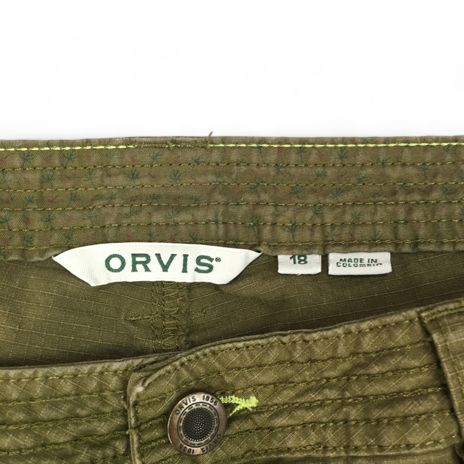 Orvis Pants Ripstop Roll Tab Cuff Green Trail Hiking Camping Outdoor Womens 18