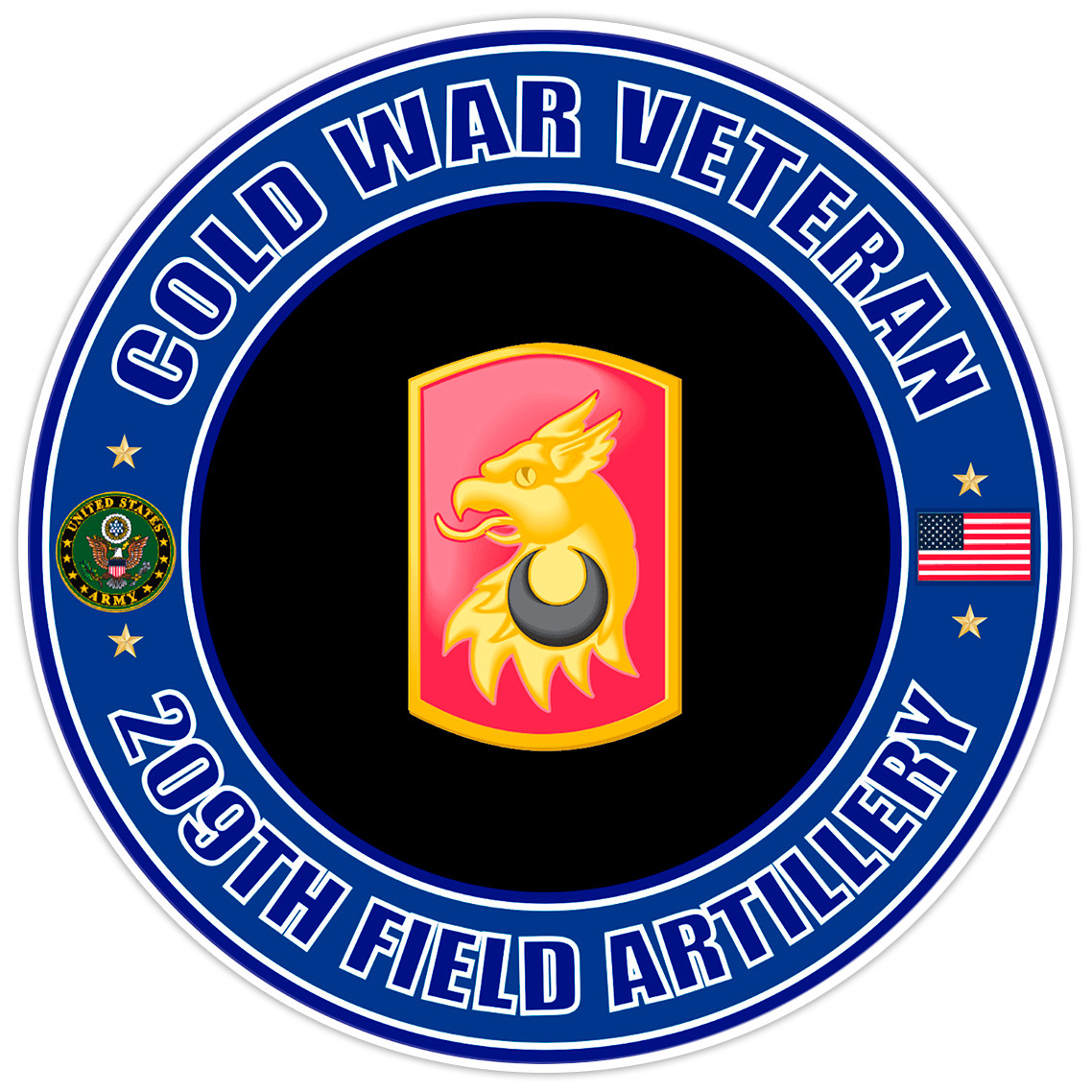 Cold War Veteran 209th Field Artillery Bumper Sticker Military Vinyl Decal 5"