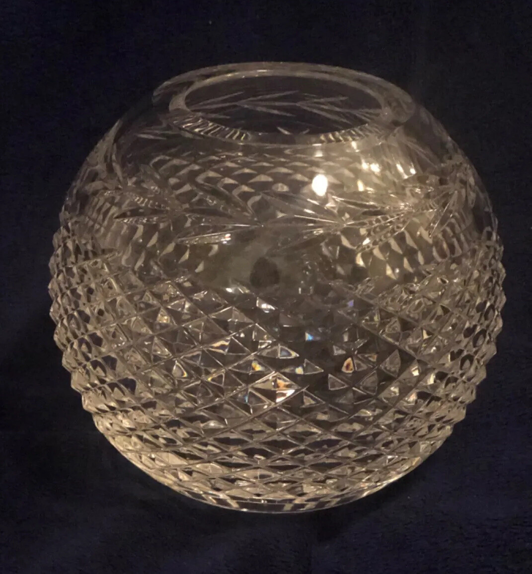 Waterford Marked GLANDORE Vintage Cut Crystal Round Rose Bowl