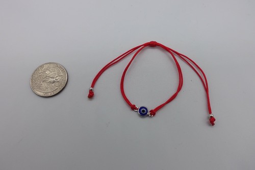 x12 red string kabbalah evil eye amulet bracelet macrame - Picture 4 of 9