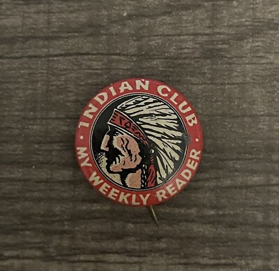 Vintage My Weekly Reader Litho Pinback ''Indian Club'' - 7/8''