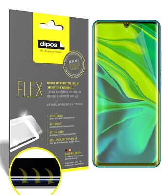 3x Xiaomi Mi Note 10 Schutzfolie Folie, 100% Displayabdeckung, dipos Flex
