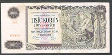 1940 SLOVAKIA 1000 KORUN ~ P-13s ~ SPECIMEN ~ KING SVIATOPLUK ~EXTREMELY FINE