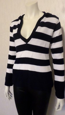 Funky Diva Damen Pullover Kapuzenpullover langer Arm Marine/Weiß Gr.34/36 NEU  