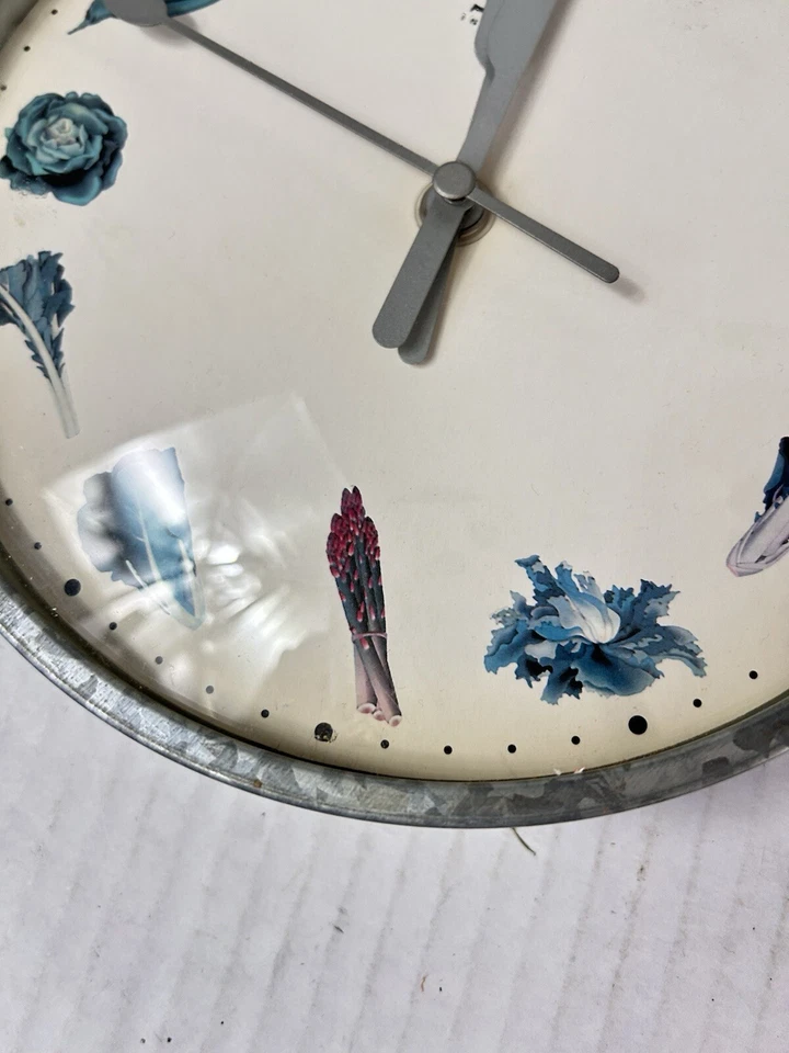 Infinity Instruments Retro Diner Wall Clock Vegetable Garden Aluminum Trim Ring - Image 2 of 4