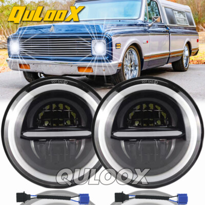 7'' round LED Headlights Hi/Lo For Chevy Truck 47-1957 C20 30 Pickup 61-1974