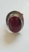 VINTAGE STERLING SILVER 925 MEXICO SOLITAIRE RED JASPER STONE RING 10.56 GRAMS