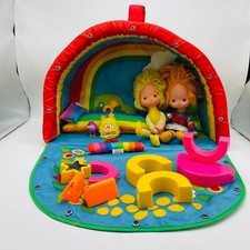 VIntage 1983 Rainbow Brite Collection Dolls, Case Sleeping Bag Play Pieces