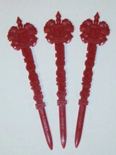 Set of 3 Vintage STOCK '84 Italian Brandy Stirrers! Red Cocktail Swizzle Sticks!