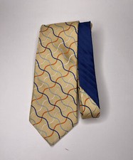 Tommy Hilfiger 100 Silk Yellow Blue Geometric Neck Tie Made in the USA Vintage