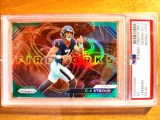 C.J. CJ STROUD 2023 PRIZM FIREWORKS GREEN RC #F10 PSA 10 GEM MINT! TEXANS OSU [[