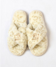 PUPPIE LOVE - CRISS CROSS SLIPPERS, SNOW LEOPARD SLIPPERS NEW size med