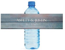 100 Distressed Wood Rustic Wedding Birthday Party Water Bottle Labels 8"x2"