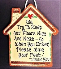 HOUSE Wipe Your Feet SIGN Wall Plaque Take Off Remove Shoes Porch Outdoor Decor