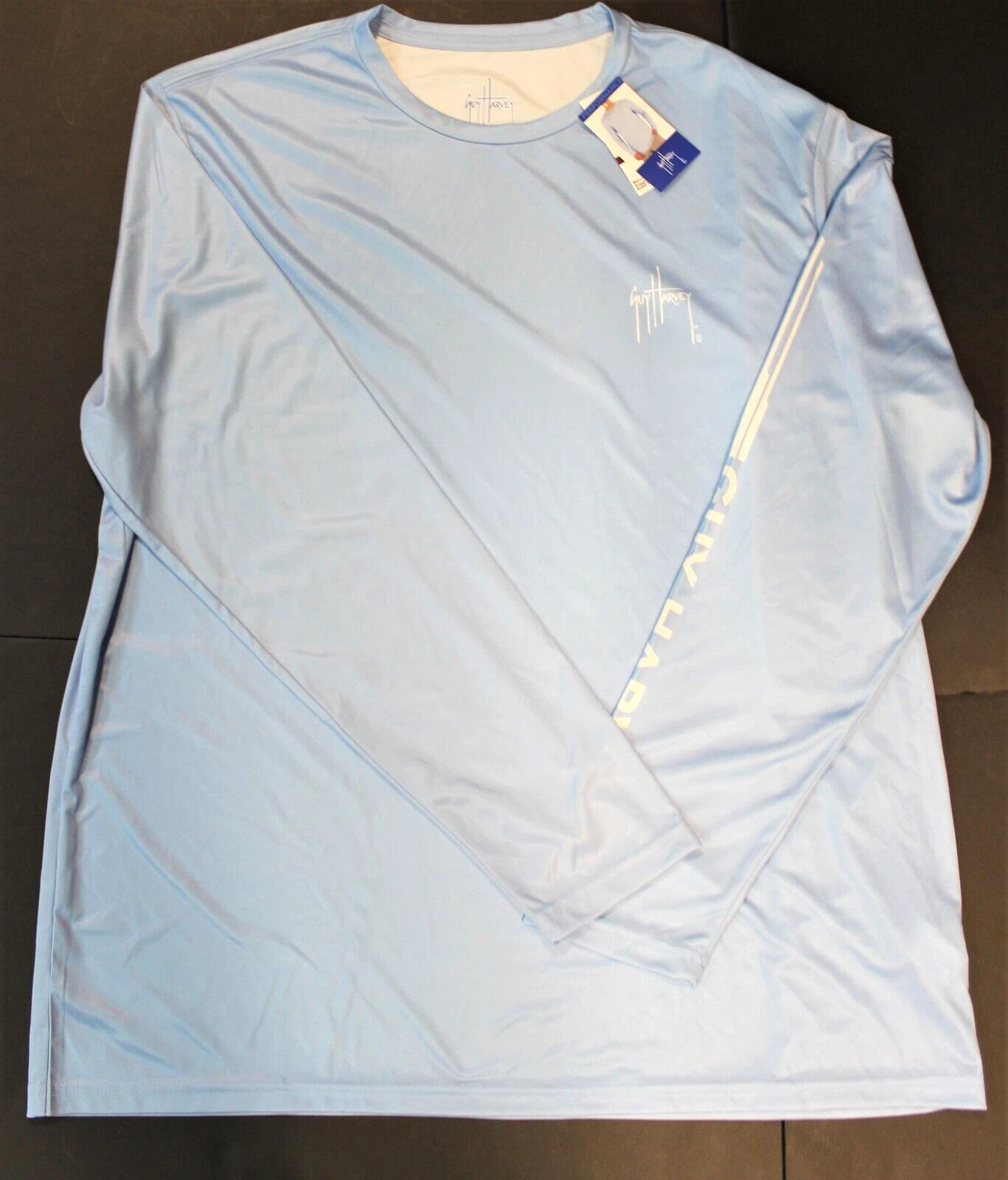 Guy Harvey Mens Long Sleeve Shirt XL 287180 Powder Blue UPF 30 Moisture Wicking