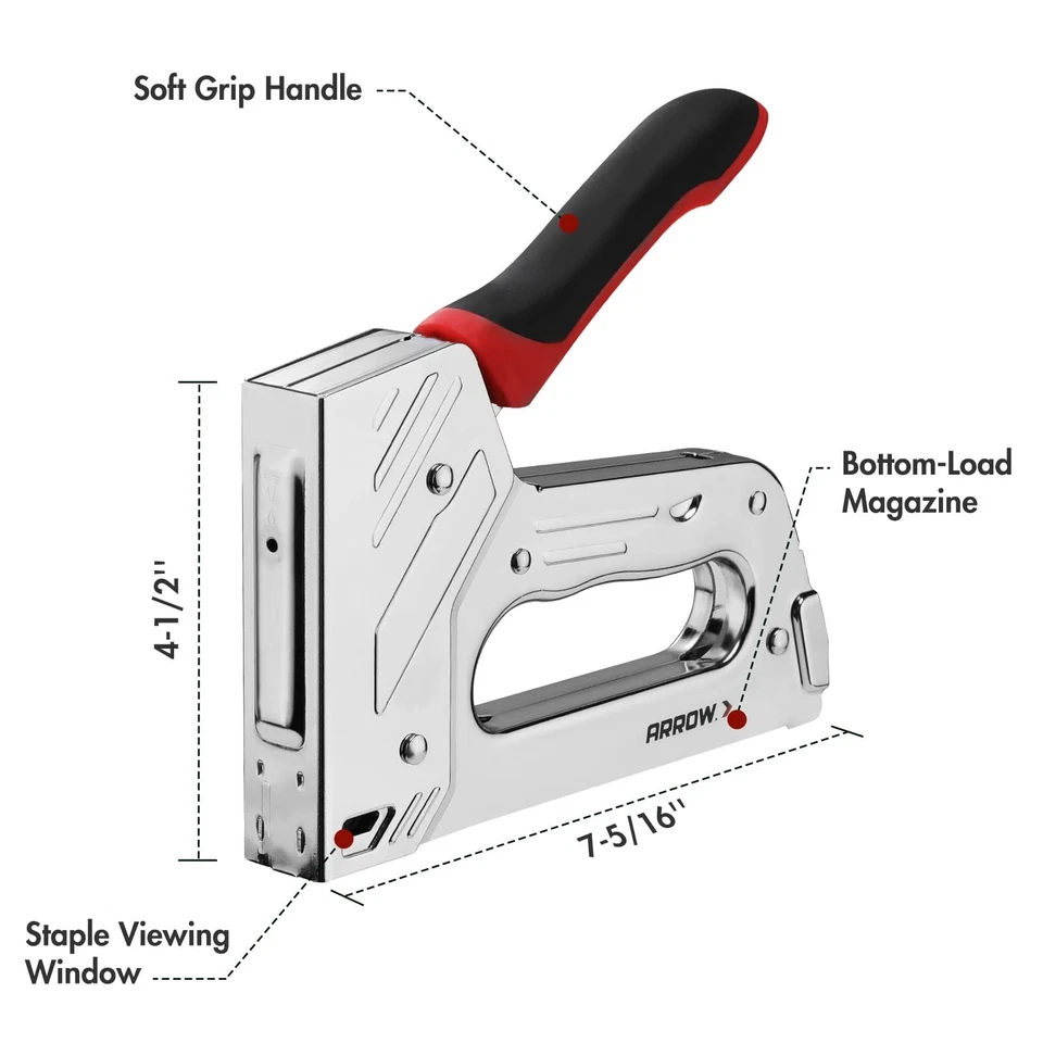 Arrow T55BL Heavy Duty Staple Gun Kit Stapler 3750PCS T50 1/4" 3/8" 1/2" Staples - Image 2 of 4