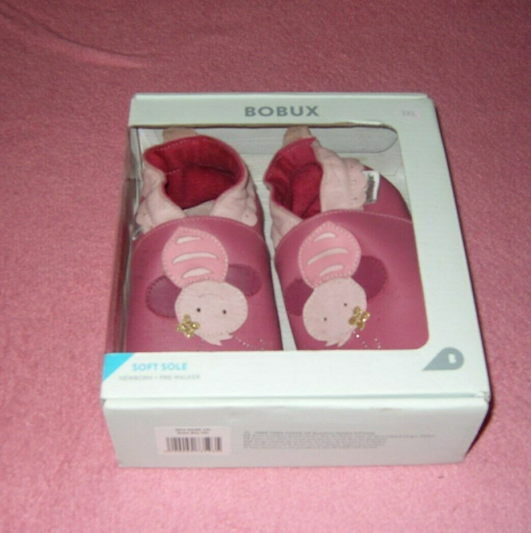 SAOLA PANTOFOLE IN PELLE BOBUX ROSA BAMBINA TAGLIA 5 6 NUOVE CON SCATOLA