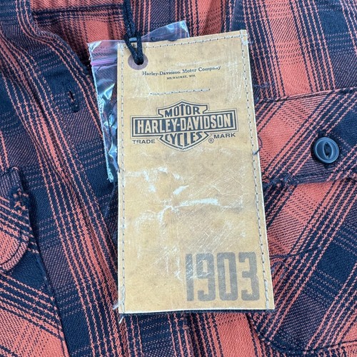 NEW Harley Davidson Shirt MENS Black Orange Oak Leaf Plaid Button Down SIZE M - Picture 6 of 24