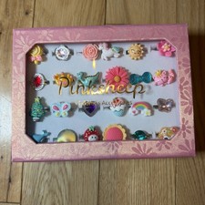 PinkSheep Little Girl Jewel Rings in Box, Adjustable Girl Play Set
