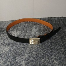 Lauren Ralph Lauren Italian Leather Belt Gold/brass Buckle Black Size S