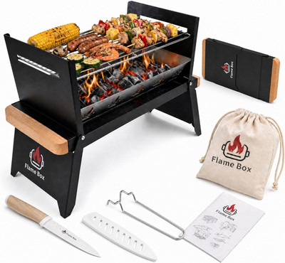Nomad Portable Charcoal Grill   Ultra-Slim Folding BBQ for Outdoor Cooking, Camp